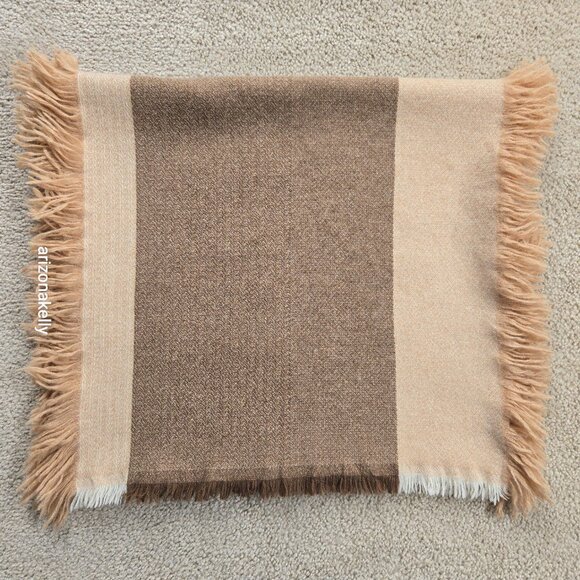 NWOT Cashmere Scarf Paneled Design Fringed On All Sides - Picture 16 of 16